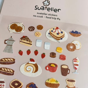 Suatelier food trip 4 food cake, baking, patisserie, gastronomy themed sticker sheet | grocery | shopping / food themed stickers