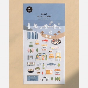 Suatelier Busan, “travel in Busan” stickers,  large vinyl sticker sheet, Paris night,, midnight in Busan,travel sticker, Japan, Asai travel