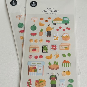 Autocollants sur le thème de la boutique de fruits Suatelier | autocollants de fruits | autocollants pour une alimentation saine | Autocollants coréens | Sticker légumes kawaii