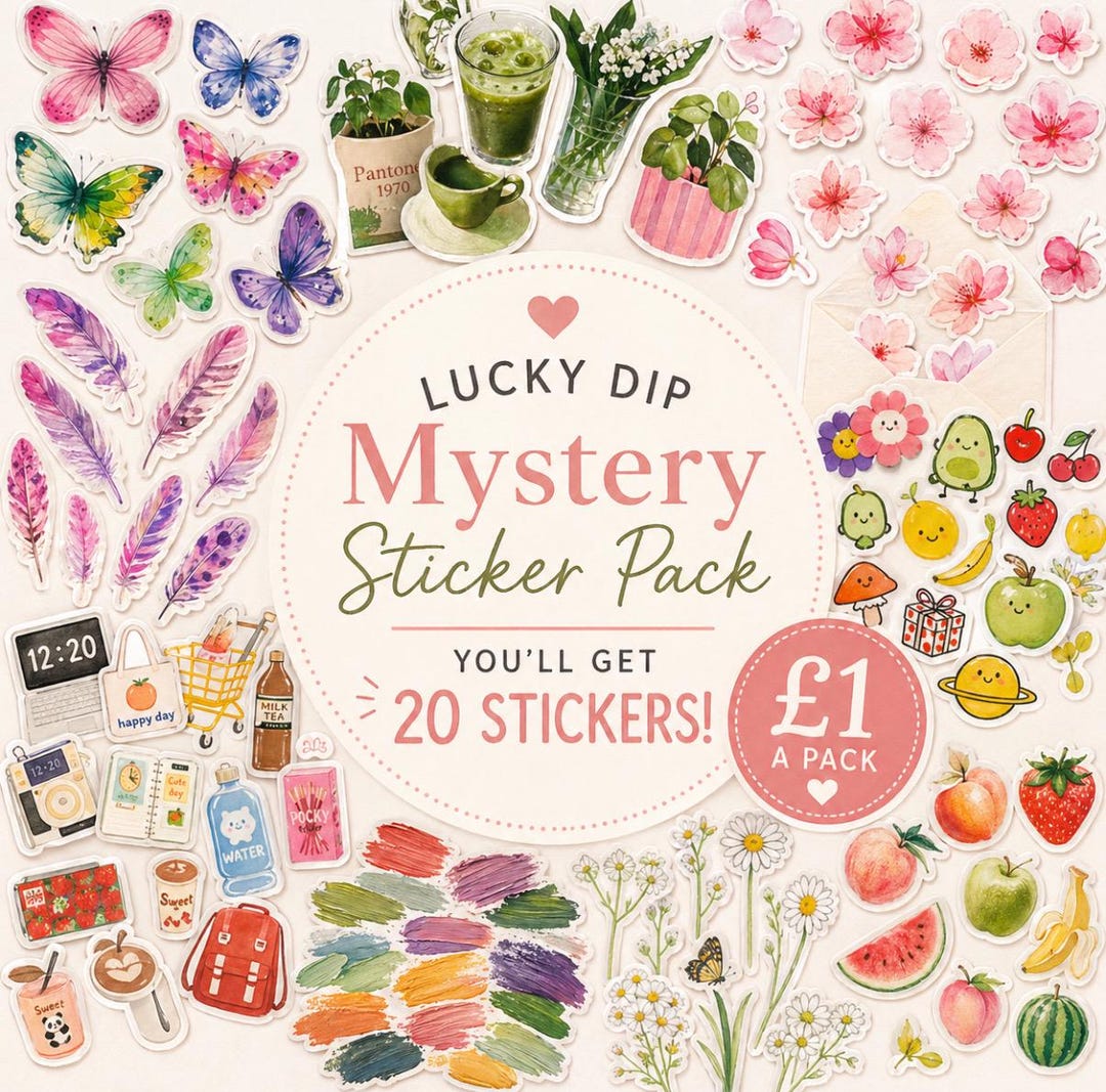 Party Bag Sticker Set Lucky Dip, Grab Bag Sticker Packmystery Journal ...