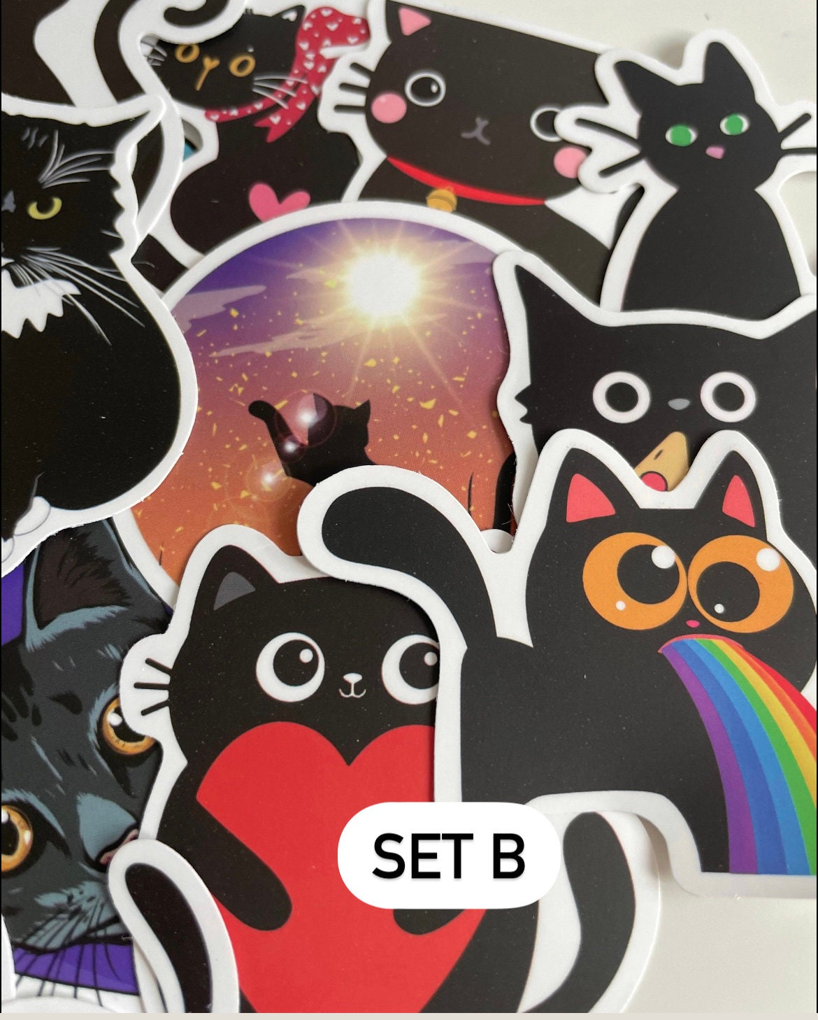 Black Cat Stickers, Planner Stickers, Diary Stickers, Card making, Korean Stickers, Tiny Craft Stickers, Scrapbooking Supply, black cat gift