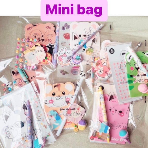 Kawaii mini Stationery set | craft Box | party bag|  class gifts | kids party gift  | Surprise bag |Kids Birthday gift |