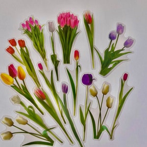10 set adesivi floreali Tulip fiori piante adesivi artigianali