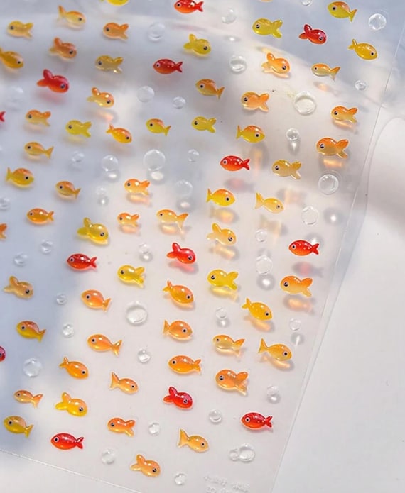 Set of tiny  goldfish stickers,  life, coral reef fish marine stickers | nature stickers | journal stickers | craft supplies, stickers