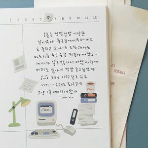 Retro Office, Work Day Sticker Sheet / Stationary Stickers / Computer ...