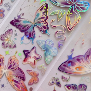 Pink/purple Butterfly Sticker Sheet, Insect Stickers, Butterflies Crafting Stickers, Pink, blue, yellow, green Butterfly Gift