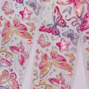 Pink/purple Butterfly Sticker Sheet, Insect Stickers, Butterflies Crafting Stickers, Pink, blue, yellow, green Butterfly Gift