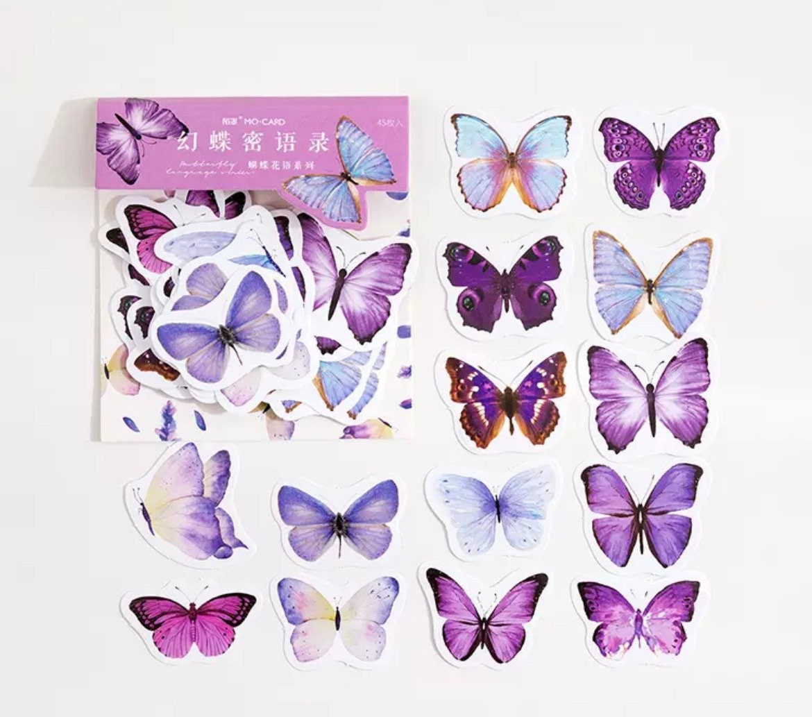 Butterfly Sticker Set Purple Purple Butterfly Craft Etsy Denmark
