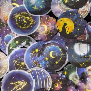 10 moon stickers | blue moon | witchy | white | gothic | black magic | black cat stickers | Vinyl waterproof and reuse-able