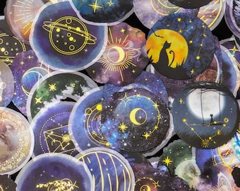 10 moon stickers | blue moon | witchy | white | gothic | black magic | black cat stickers | Vinyl waterproof and reuse-able