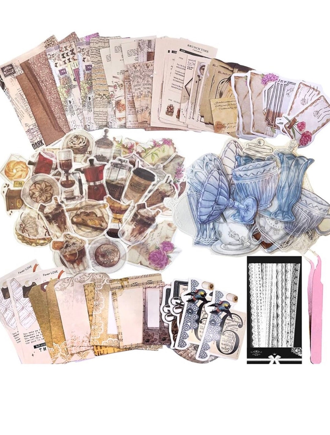 Scrapbooking Stickers Pakket - Retro Bloemen Journaling Set Voor DIY Plakboeken