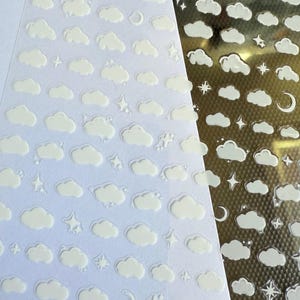 Tiny white cloud stickers cloud,  sunset white themed stickers, nail journal stickers, diary craft stickers