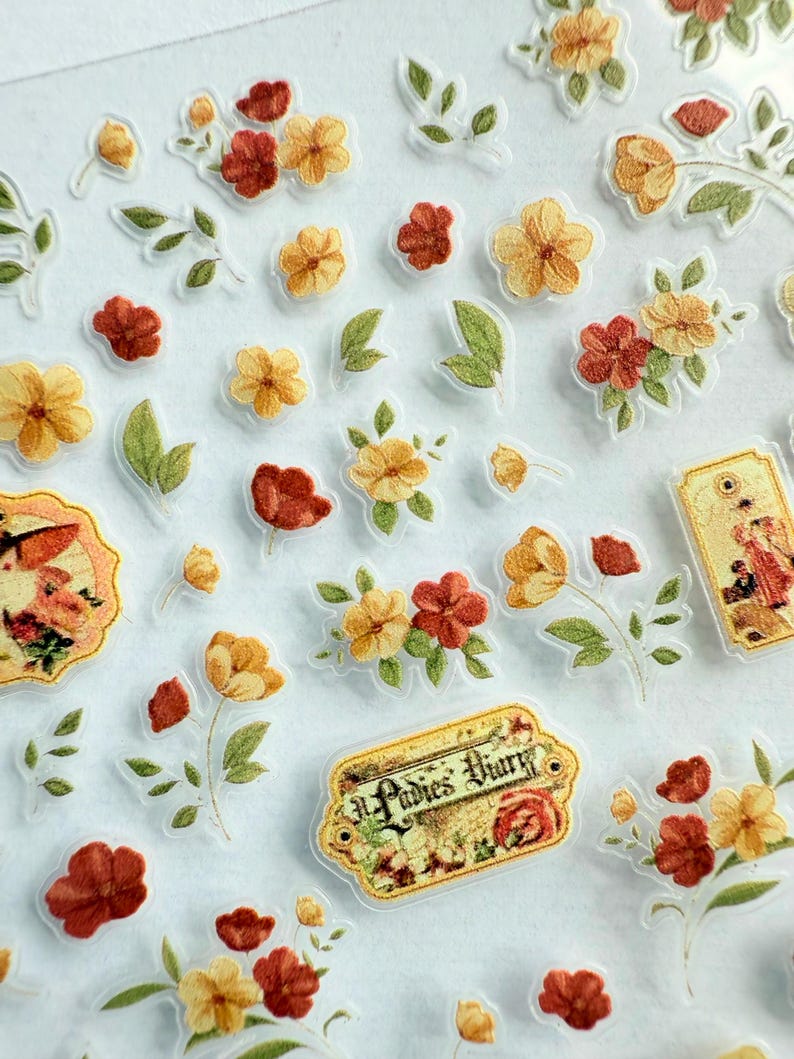 Mini Flower Stickers , Plant Sticker Sheet Suatelier. Tiny Stickers ...