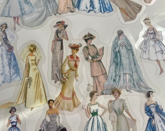 Vintage fashion stickers set / 1950’s fashion / vintage aesthetic stickers | bullet journal | Diary stickers