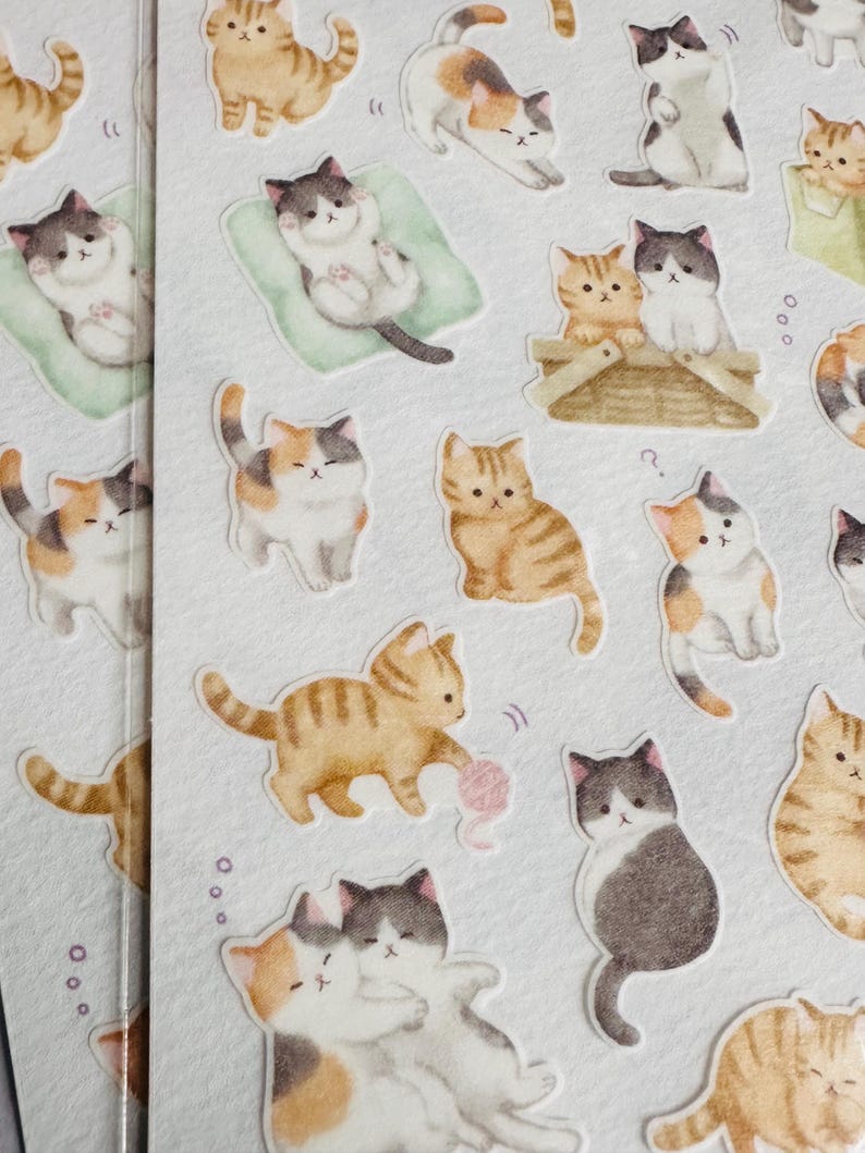 Cat Sticker Sheet / Kitty Sticker Set / Persian / Tabby / Cat Gifts ...