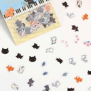 Set of tiny black cat |kitten | cat stickers - 10 stickers | cat gifts | cat stationary | cat craft supplies | black cat stickers