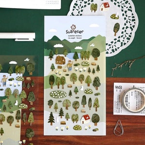 Pegatinas de taller/Pegatina de bosque/Pegatina de leñador de árbol/Pegatina de planificador/Papelería para manualidades/Pegatinas para bullet journal/Naturaleza