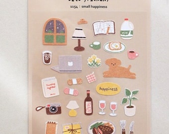 Suatelier “small happiness” sticker sheet / simple life / Vlog / mindful / food stickers / planner stickers / BUJO stickers /