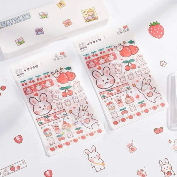 1 sheet of Kawaii pink bunny sticky design - kawaii - bunny - sweet stickers