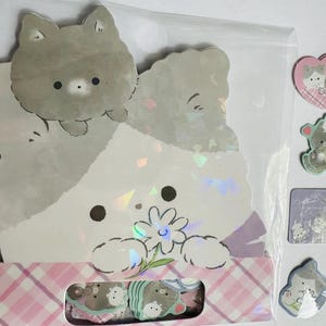 Zestaw kawaii króliczek | kot | naklejki ze zwierzętami królik | małe naklejki | słodkie | naklejki jeż | naklejki mały królik | las