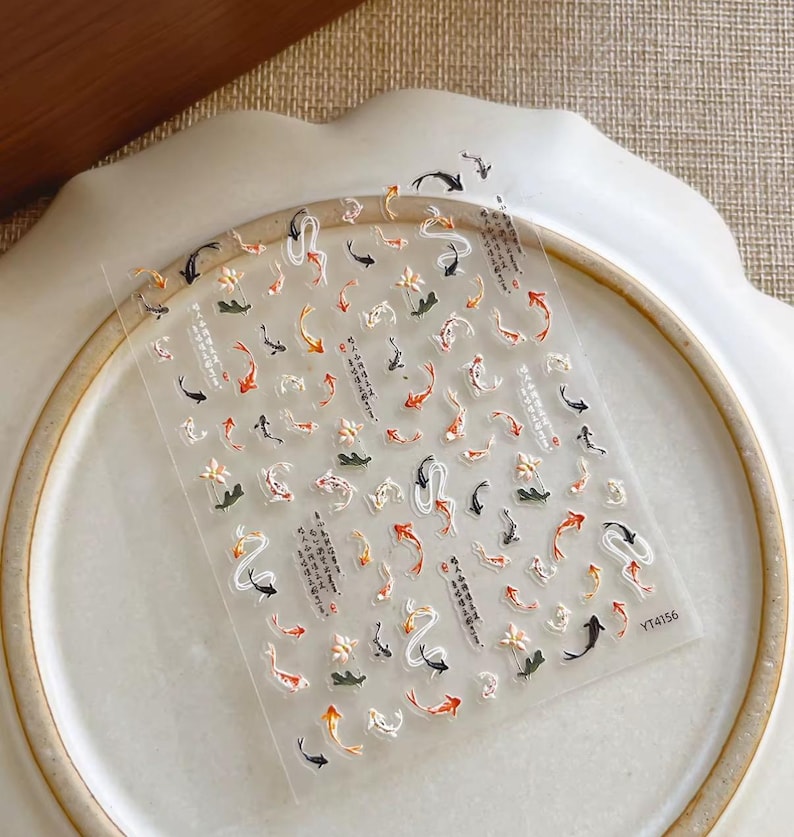 Set med små nagelklistermärken med guldfiskar, liv, korallrevfiskar, marina klistermärken | naturklistermärken | dagboksklistermärken | pysselmaterial, klistermärken bild 2