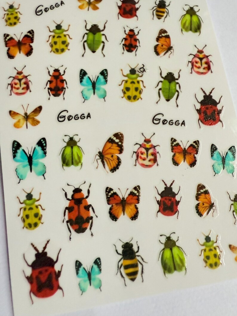 Mini Insect Nail Stickers, Beetle & Spider Decals - Etsy