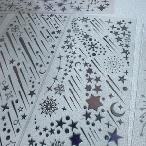 Sheet of holographic moon/ star / celestial / holographic golden moon sticker. Star sign sticker sheet image 5