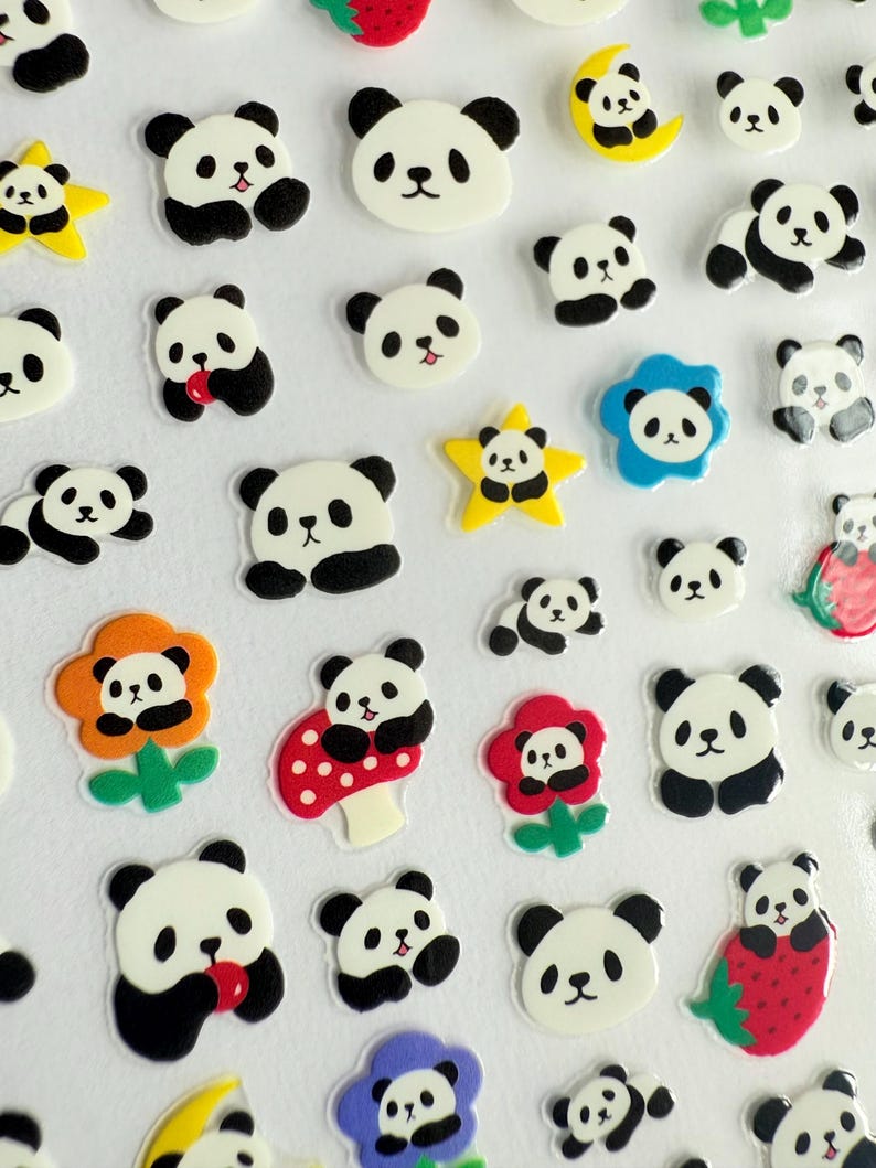 Panda Mini Sticker Mini Bear, Panda , Bunny Stickers / Sheet Bear, Tiny Stickers/ Mini ...