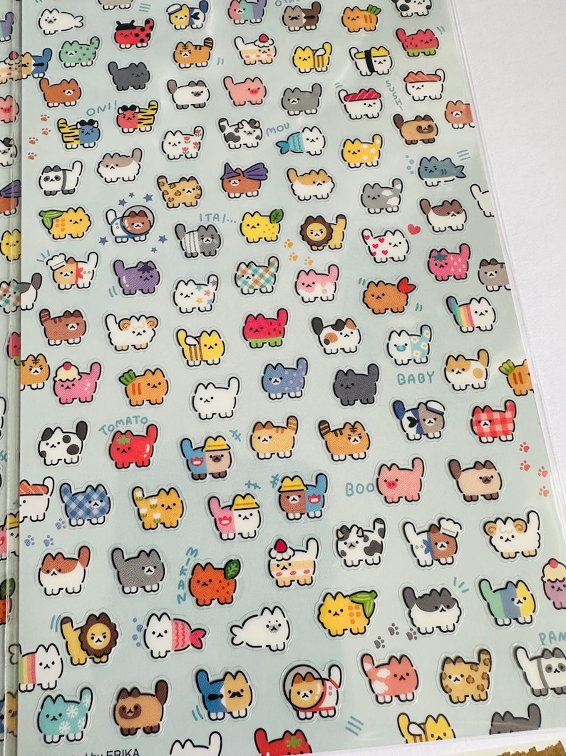 Tiny Kitty Cat Stickers | Kawaii Animal | Kitty Stickers | Nature and ...