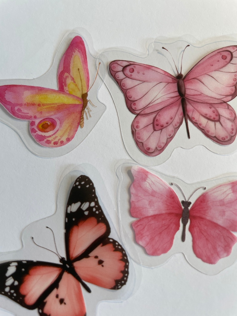 Pink Butterfly Sticker Set, Watercolour Insect Stickers, Butterflies ...