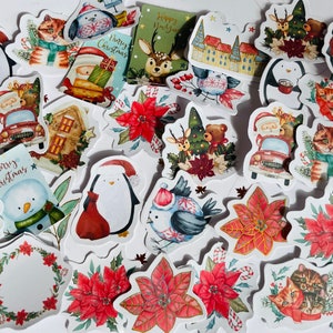 Vintage Weihnachtsaufkleber | Vinyl Aufkleber | Weihnachtsaufkleber / Rotkehlchen / Winter / Schneekugel / Santa / Tannenbaum / Journal Aufkleber