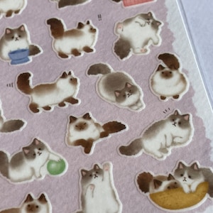 Ragdoll cat sticker sheet / kitty sticker set / Persian / tabby / cat gifts / cat stationary / suatelier / scrapbook stickers journal