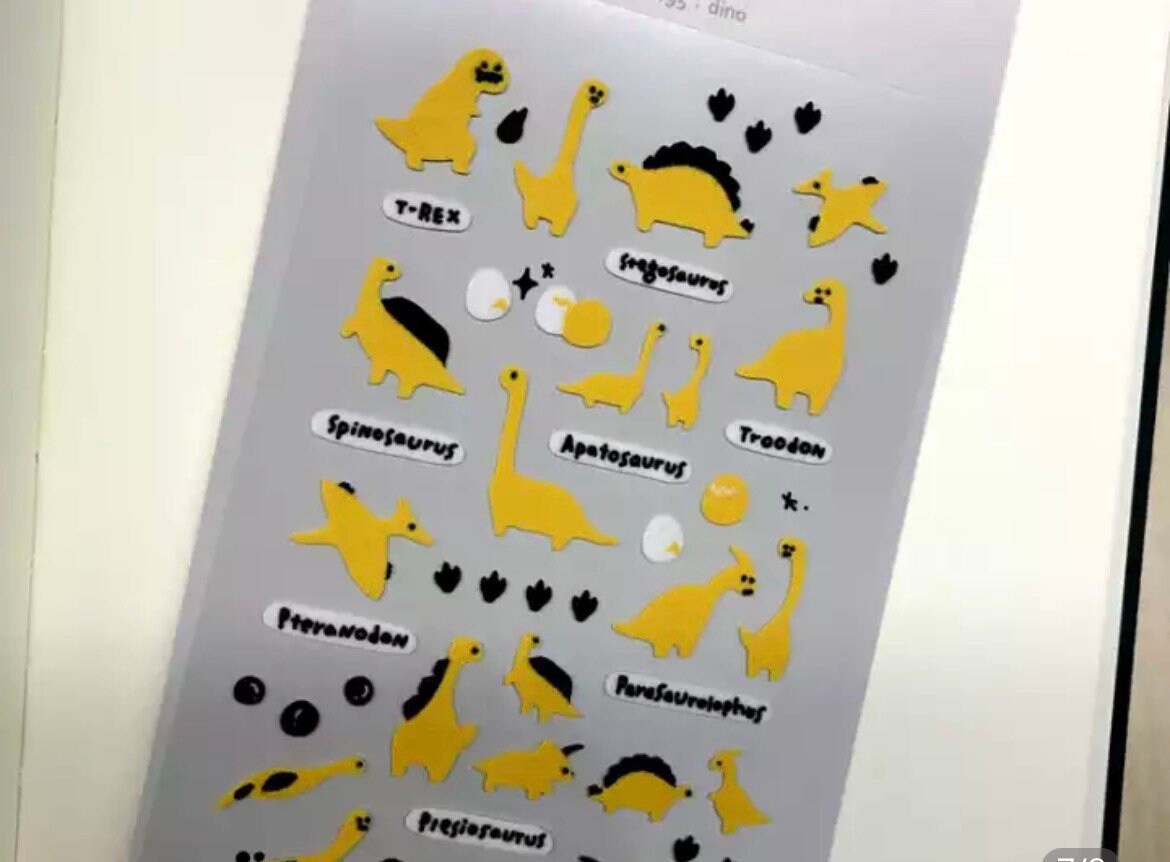 Yellow Creature Sticker Dinosaur / Dino Yellow / Cute Stickers Set. Suatelier - Etsy UK