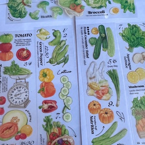 Suatelier hehe Foglio di adesivi Veg adesivi a tema cucina / adesivi frutta / adesivi alimentazione sana / adesivi coreani / adesivi kawaii veg