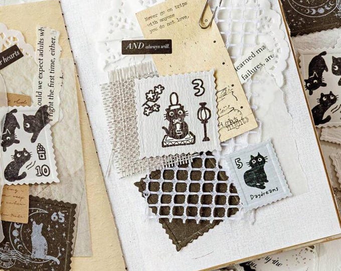 Black cat stickers , black cat sticker sheet kitty, cat Tiny stickers/ mini stickers / nail decal / nail decorations / diary decor