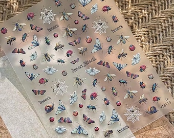 Mini Insect Nail Stickers: Beetle, Spider, Diary Decor