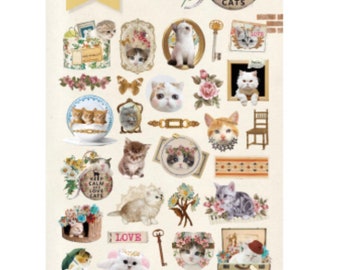 Suatelier Sonia, foglio di adesivi "gatto adorabile" Set di adesivi carini per gatti/gattini, kawaii, suaterlier, gatto nero, foglio di adesivi per gatti, planner