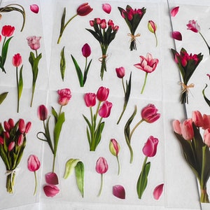 Feuille d'autocollants floraux tulipes, plantes, plantes autocollantes