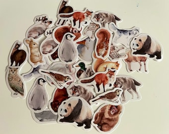 10 pegatinas de animales. Pegatinas para agenda forestal. Oso, calabaza, ciervo, erizo, hongo, hoja. Pegatinas para diario.