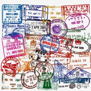 Paspoortstempelstickers | Gestanste stickerset | Waterdicht Herbruikbaar | Vakantie Toeristische Reizen Land | Planner-laptopglas