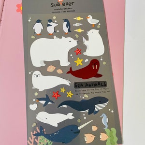 Sea Aminals Suetelier sticker sheet 1071 / summer holiday stickers / Fishing  / beach / seaside  / planner stickers / BUJO stickers /
