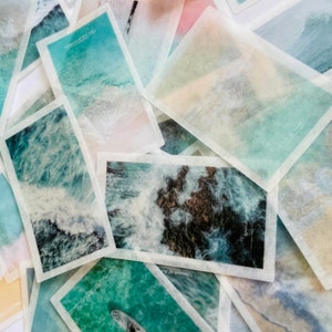 10 adesivi estetici a tema mare, oceano, onde, adesivi per bullet journal, adesivi per diario artigianale