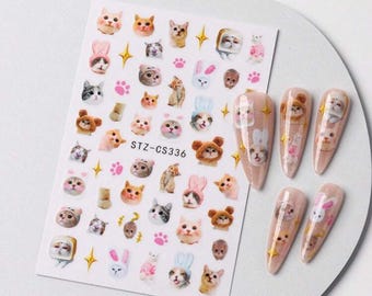 Mini kattengezicht stickers, kitty stickervel. Kleine stickers/ministickers / nagelstickers / nageldecoraties / dagboekdecor