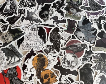 Gothic Raven stickers | white / gothic/ black magic/ spirits / stickers. Vinyl waterproof and reuse-able