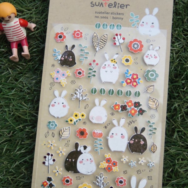 Adesivi coniglietto Suatelier Bonny - adesivi per diario / adesivi per journaling / coniglietto kawaii / animale kawaii / adesivi coreani per cancelleria