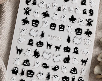 Tiny gothic skull, ghost sticker sheet | Halloween spooky stickers |  moon | witchy stickers. Tiny witch stickers, witch nail potion sticker
