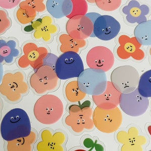 10 adesivi Hu hu happy positivity - set carino di adesivi a pois, adesivi kawaii per il viso, adesivi per l'agenda, adesivi per il diario, adesivi a pois,