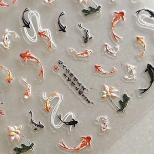Set med små nagelklistermärken med guldfiskar, liv, korallrevfiskar, marina klistermärken | naturklistermärken | dagboksklistermärken | pysselmaterial, klistermärken bild 5