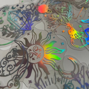 Set of 10 silver holographic moon/ star / celestial / holographic golden moon stickers. Star sign stickers