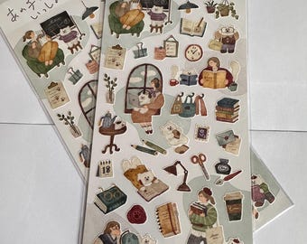 Adesivi per vlog domestici, foglio di adesivi per vlog domestici / adesivi per orsi / fiori / interni / adesivi per la felicità / consapevolezza / casa vintage,